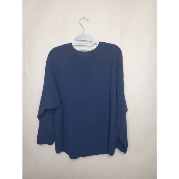 Anthropologie Moth Jeweled Embellished Split V Neck Navy Sweater Sz L - Picture 7 of 9